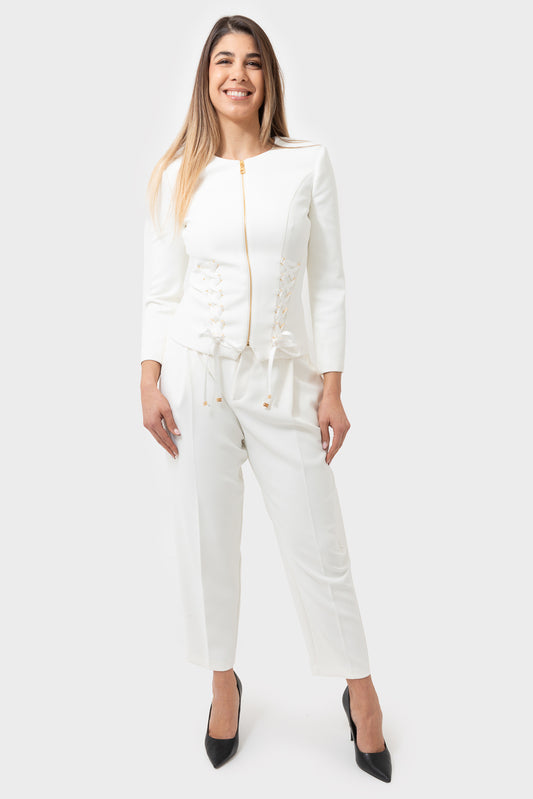 Pantalone Avorio Elisabetta Franchi - PA08051E2