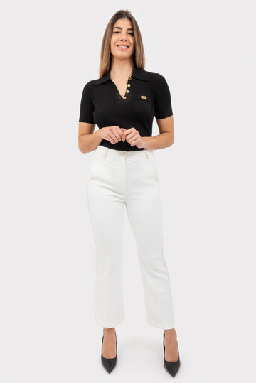 Elisabetta Franchi Ivory Trousers - PA08651E2