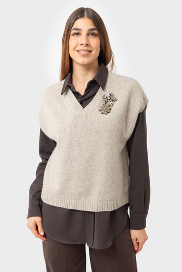 Gilet Beige TENSIONE IN - D82018