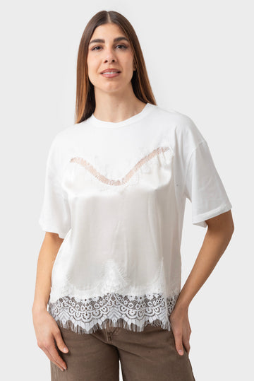 T-shirt Panna/burro TENSIONE IN